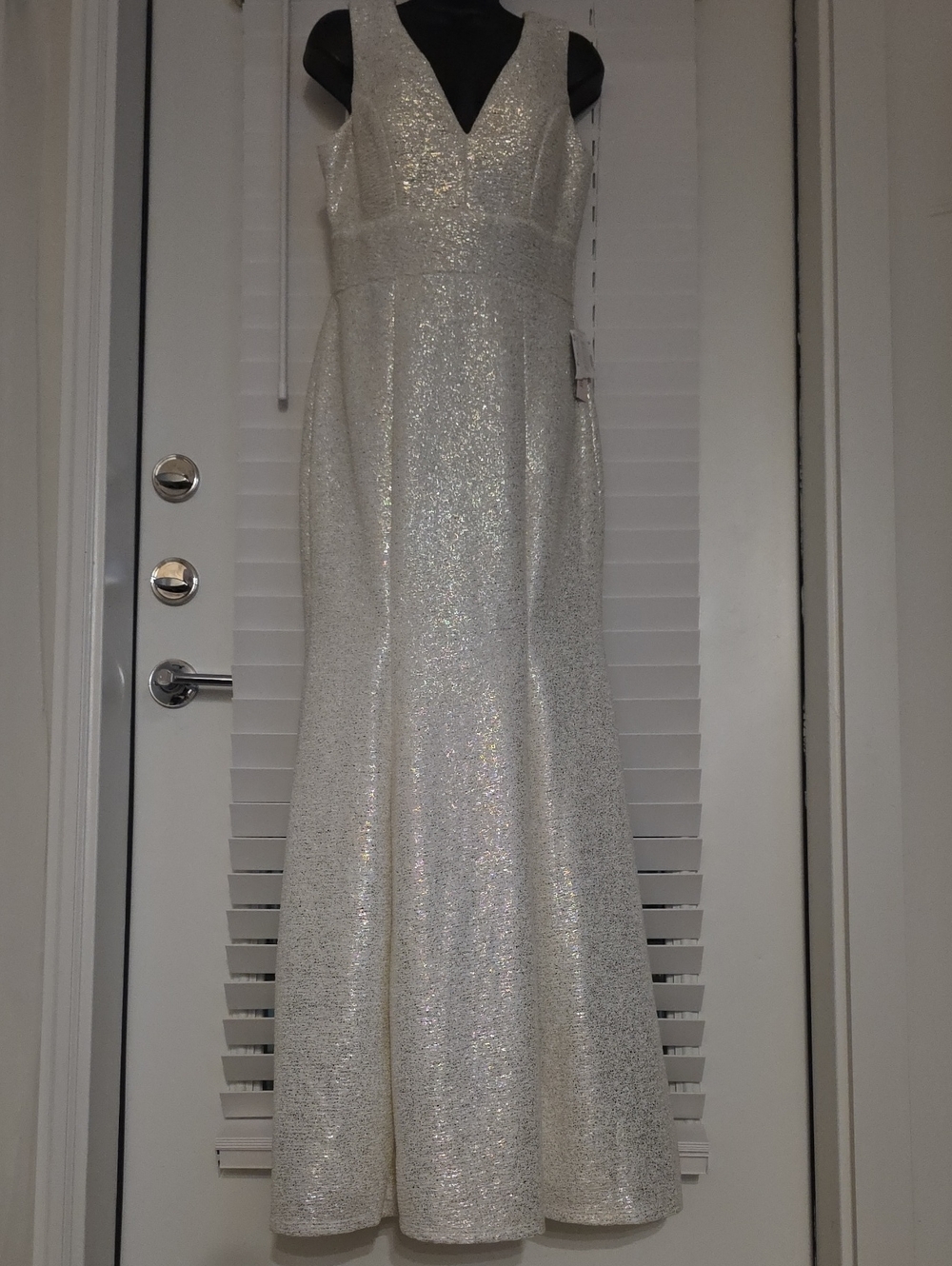 Xtraordinary White and Gold Sequin Mermaid Gown
